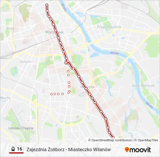 Трамвай 16: карта маршрута