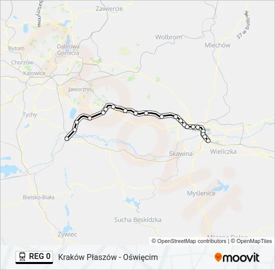 Поезд REG 0: карта маршрута