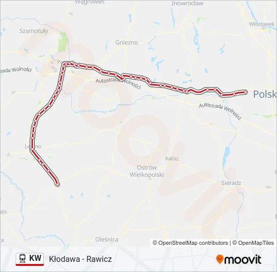 Поезд KW: карта маршрута