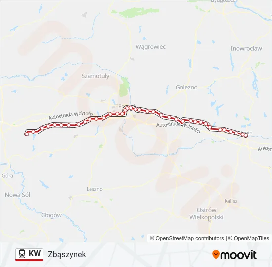 Поезд KW: карта маршрута
