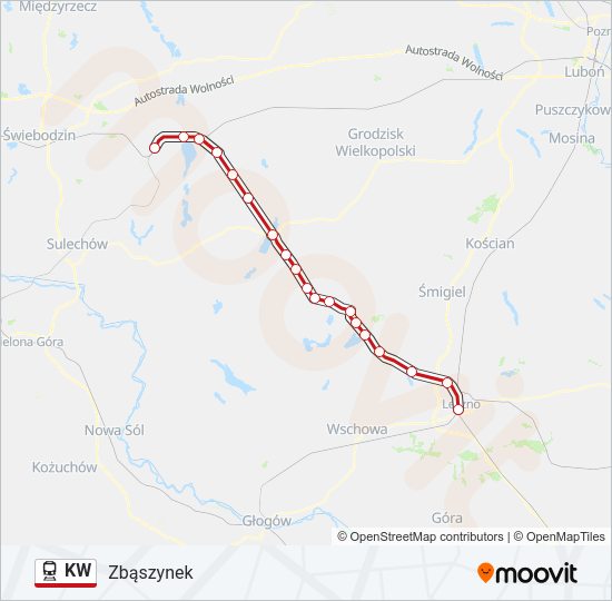 Поезд KW: карта маршрута