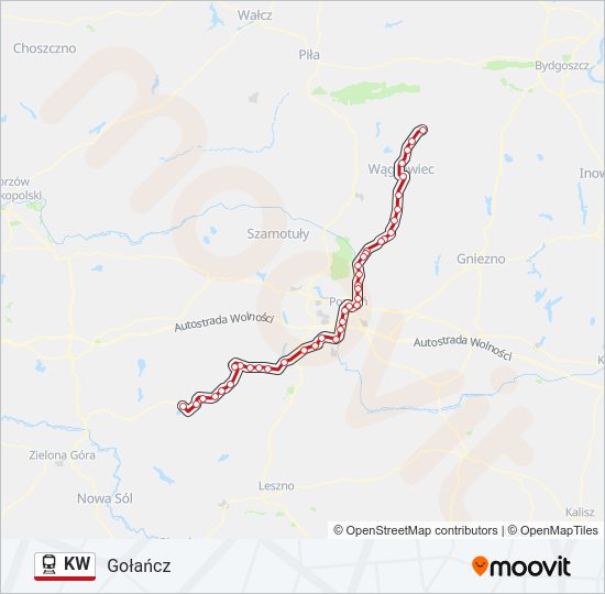 Mapa linii kolej KW