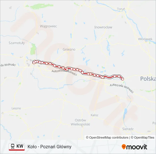 Поезд KW: карта маршрута
