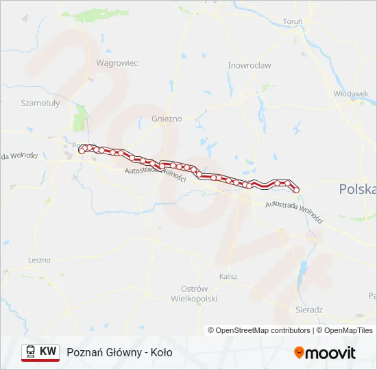 Поезд KW: карта маршрута