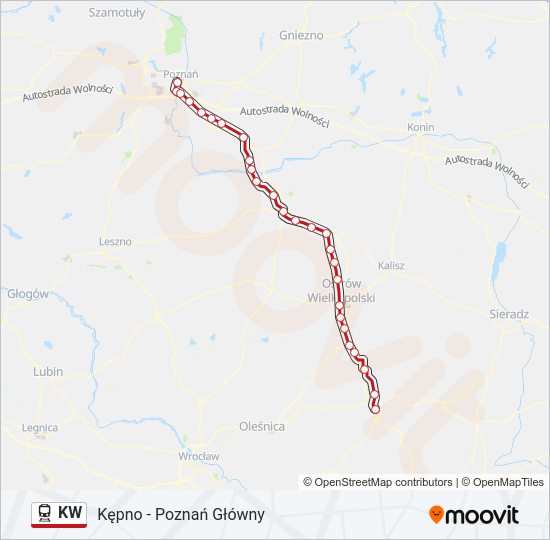 Поезд KW: карта маршрута