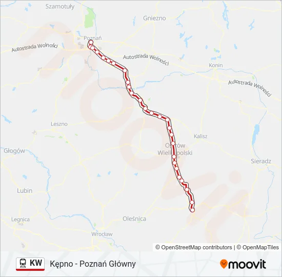 Поезд KW: карта маршрута