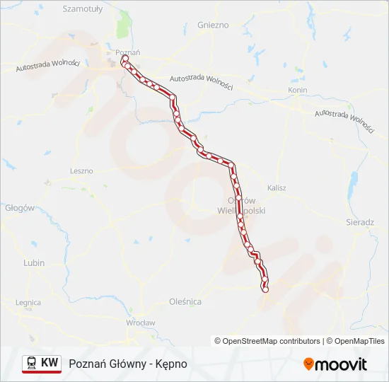 Поезд KW: карта маршрута