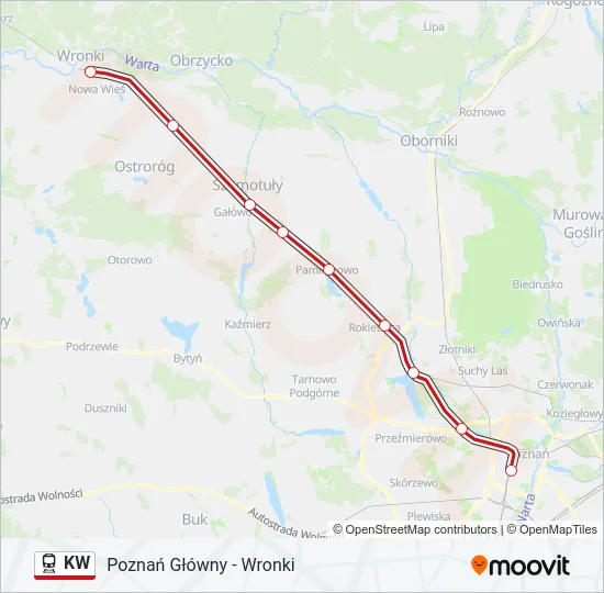 Поезд KW: карта маршрута
