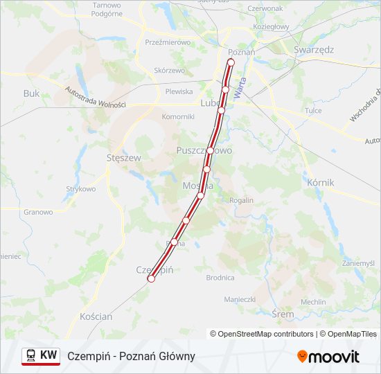 Поезд KW: карта маршрута