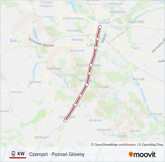 Поезд KW: карта маршрута