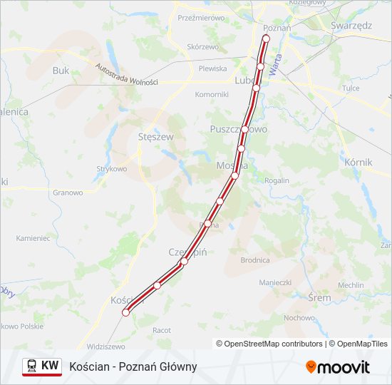 Поезд KW: карта маршрута