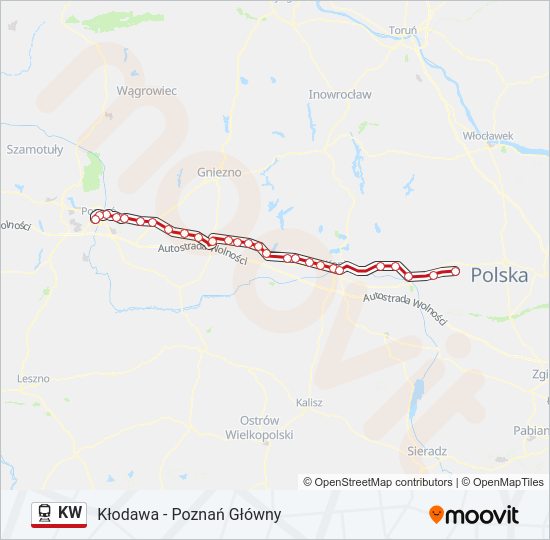 Поезд KW: карта маршрута