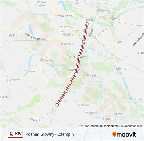Поезд KW: карта маршрута