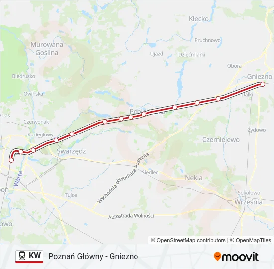 Поезд KW: карта маршрута