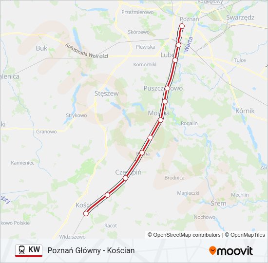 Поезд KW: карта маршрута