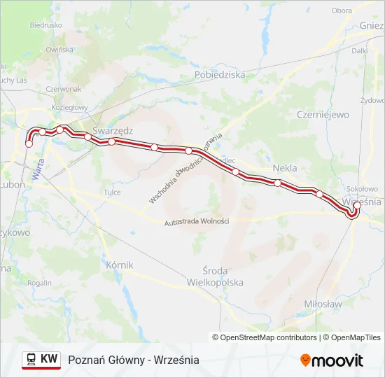 Поезд KW: карта маршрута
