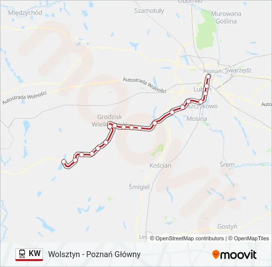 Поезд KW: карта маршрута