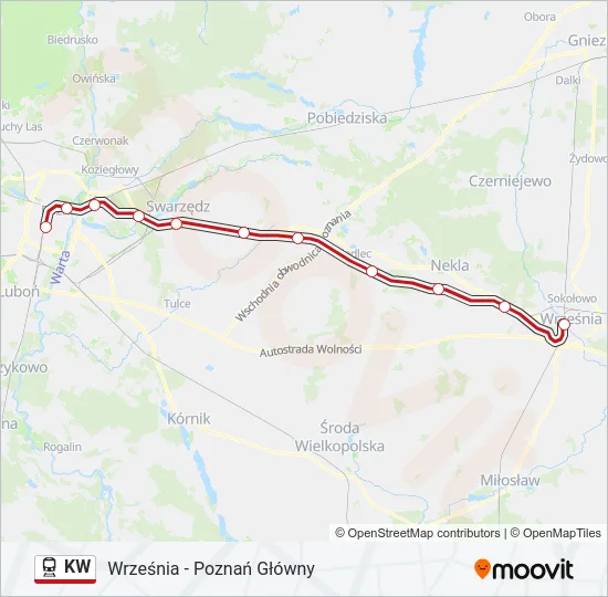 Поезд KW: карта маршрута
