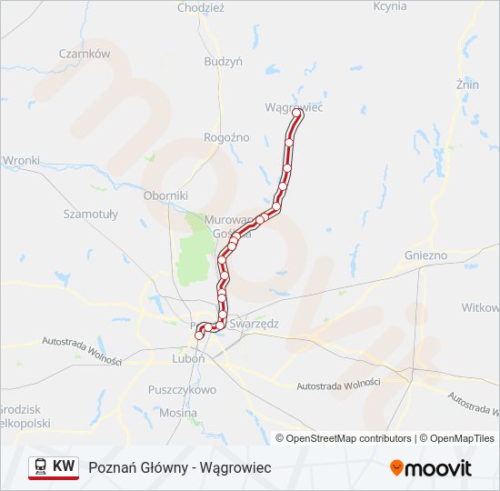 Поезд KW: карта маршрута