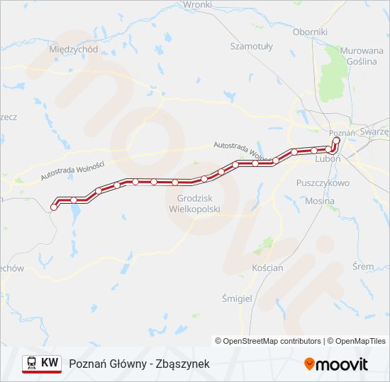 Поезд KW: карта маршрута