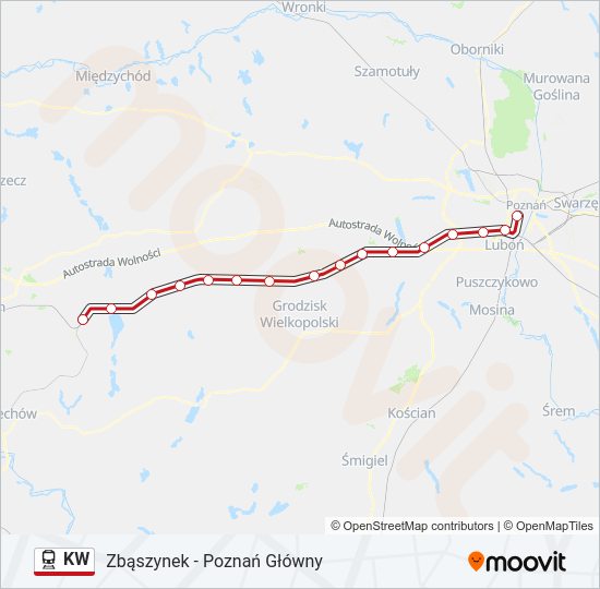 Поезд KW: карта маршрута