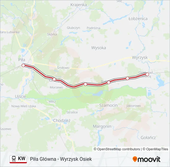Поезд KW: карта маршрута