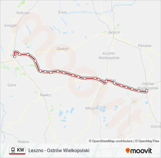 Поезд KW: карта маршрута