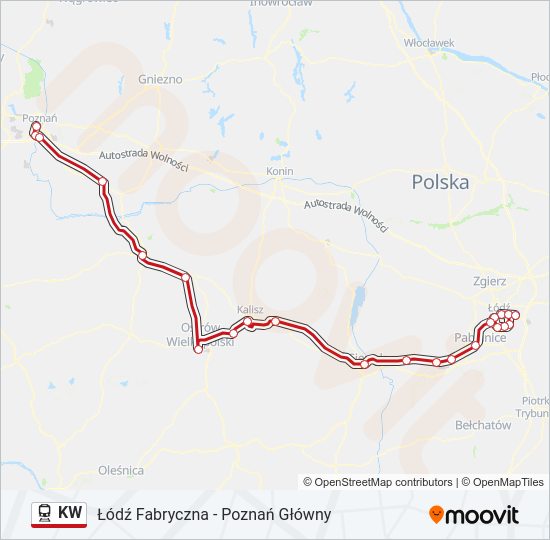 Поезд KW: карта маршрута