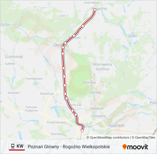 Поезд KW: карта маршрута