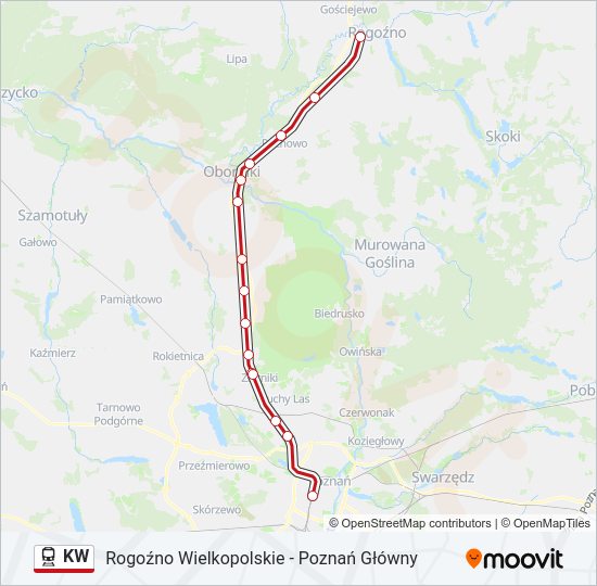 Поезд KW: карта маршрута