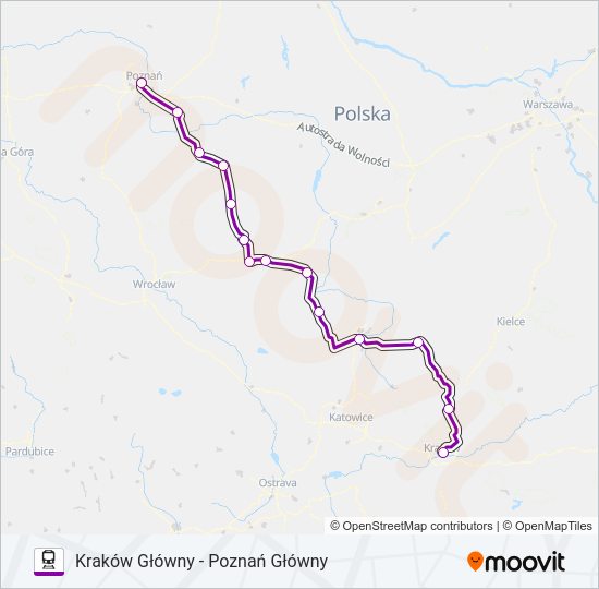 Поезд TLK 37100: карта маршрута