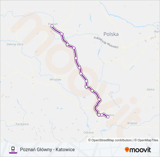 Поезд TLK 74100: карта маршрута