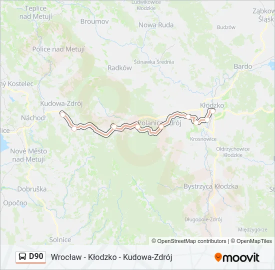 Автобус D90: карта маршрута