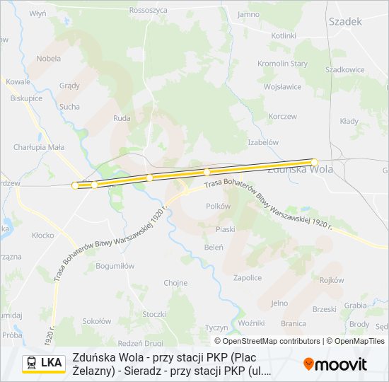 Mapa linii kolej LKA