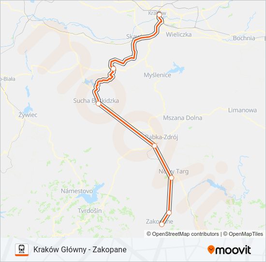 Поезд IC 33107: карта маршрута