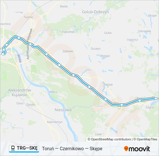 Mapa linii kolej TRG—SKĘ