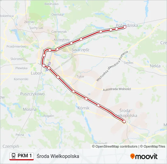 Поезд PKM 1: карта маршрута