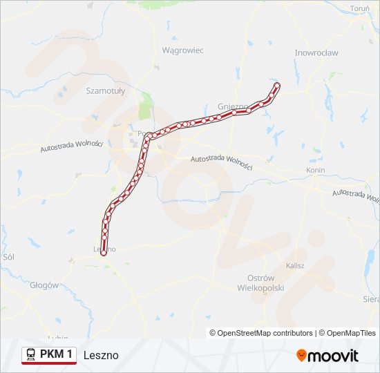 Поезд PKM 1: карта маршрута