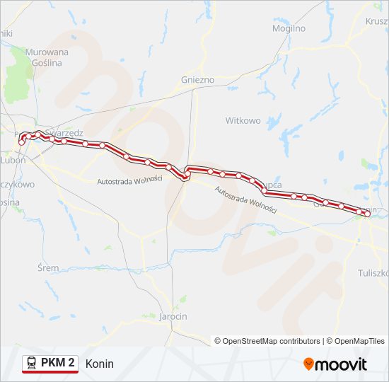 Поезд PKM 2: карта маршрута