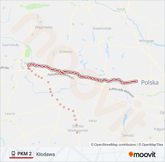 Mapa linii kolej PKM 2