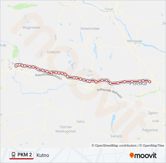 Mapa linii kolej PKM 2