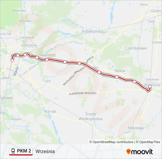 Поезд PKM 2: карта маршрута