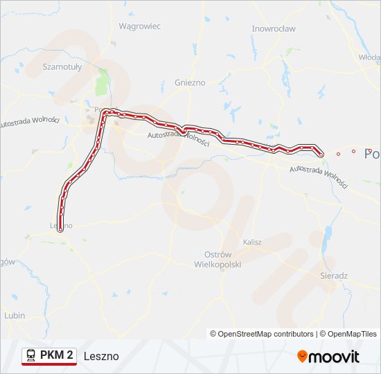 Mapa linii kolej PKM 2