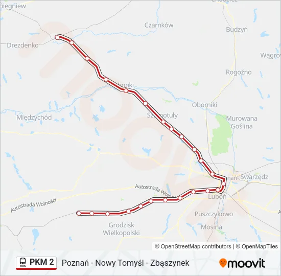 Поезд PKM 2: карта маршрута
