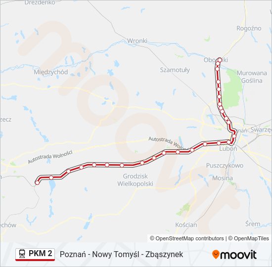 Поезд PKM 2: карта маршрута