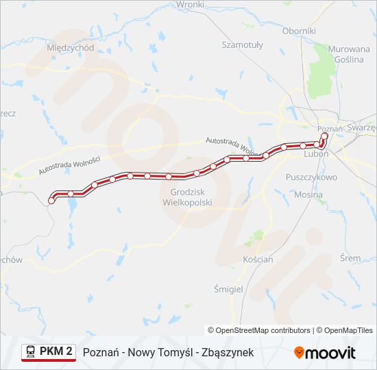 Поезд PKM 2: карта маршрута