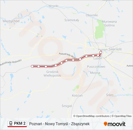 Поезд PKM 2: карта маршрута