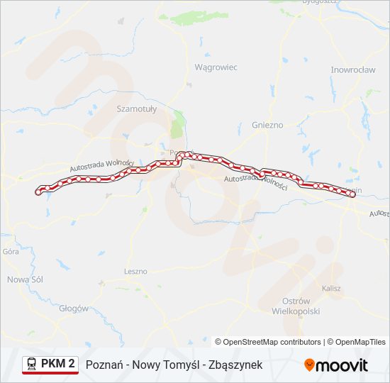 Поезд PKM 2: карта маршрута