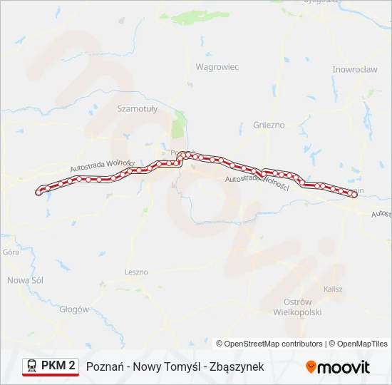 Поезд PKM 2: карта маршрута