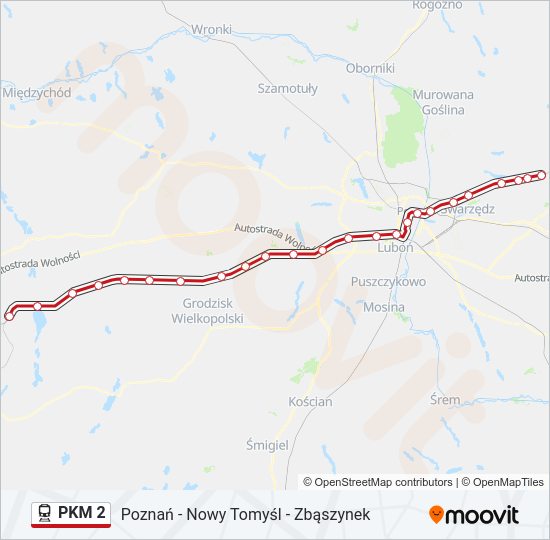 Поезд PKM 2: карта маршрута